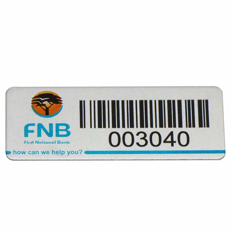 Engros brugerdefineret laser indgraveret serienummer label metal stregkode etiket klistermærke trykt aluminium asset tag labe